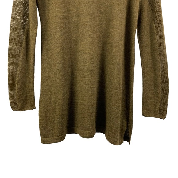 EILEEN FISHER Long Sleeve Tunic Light Weight Sweater Round Neck Moss Gold Green - Picture 7 of 9